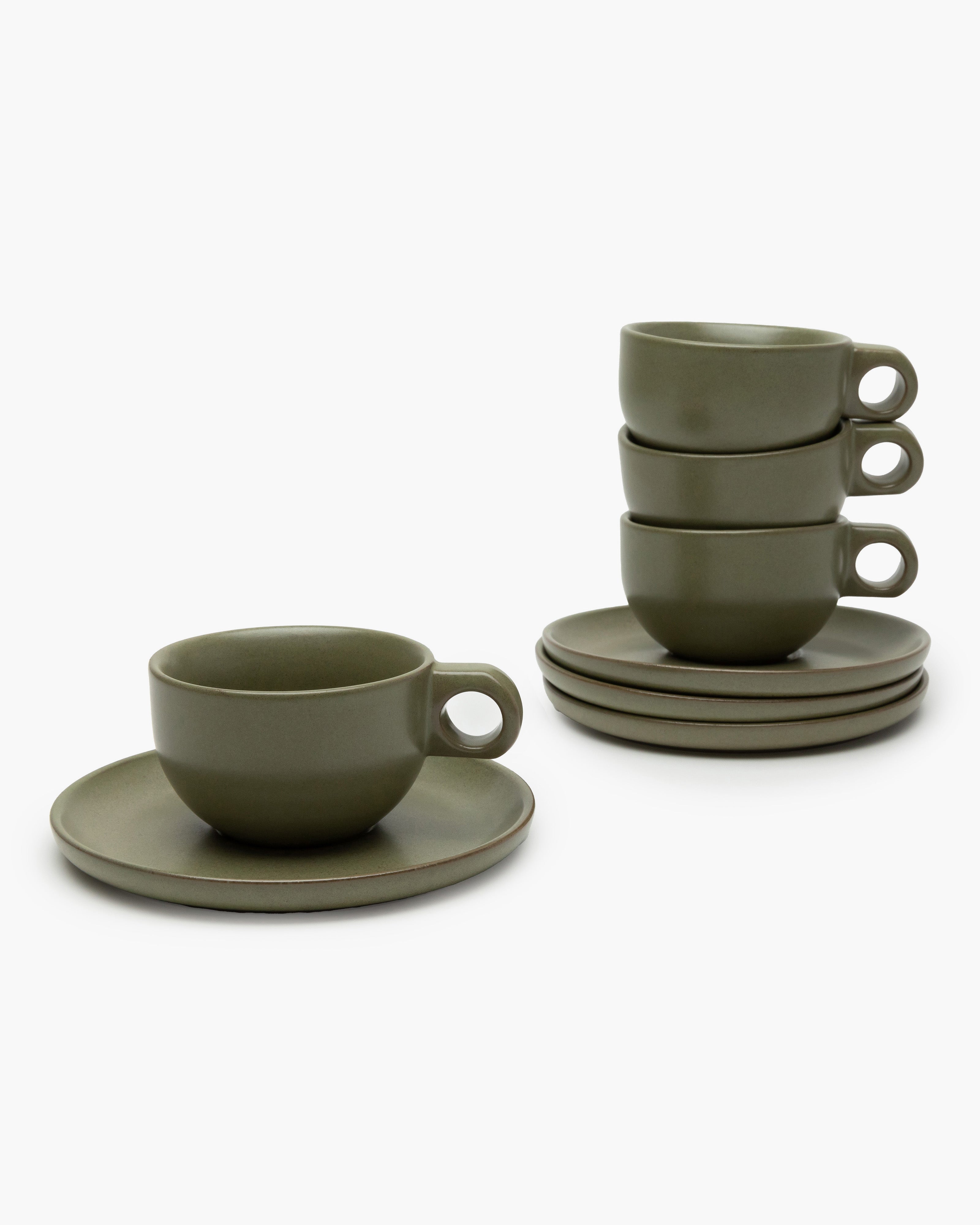 Serax Surface šálek na cappuccino s podšálkem camo green kamenina