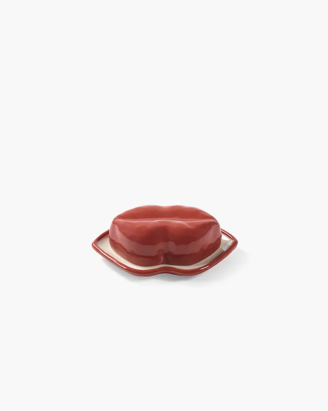 Serax Les Objets Lips máslenka s víkem červená
