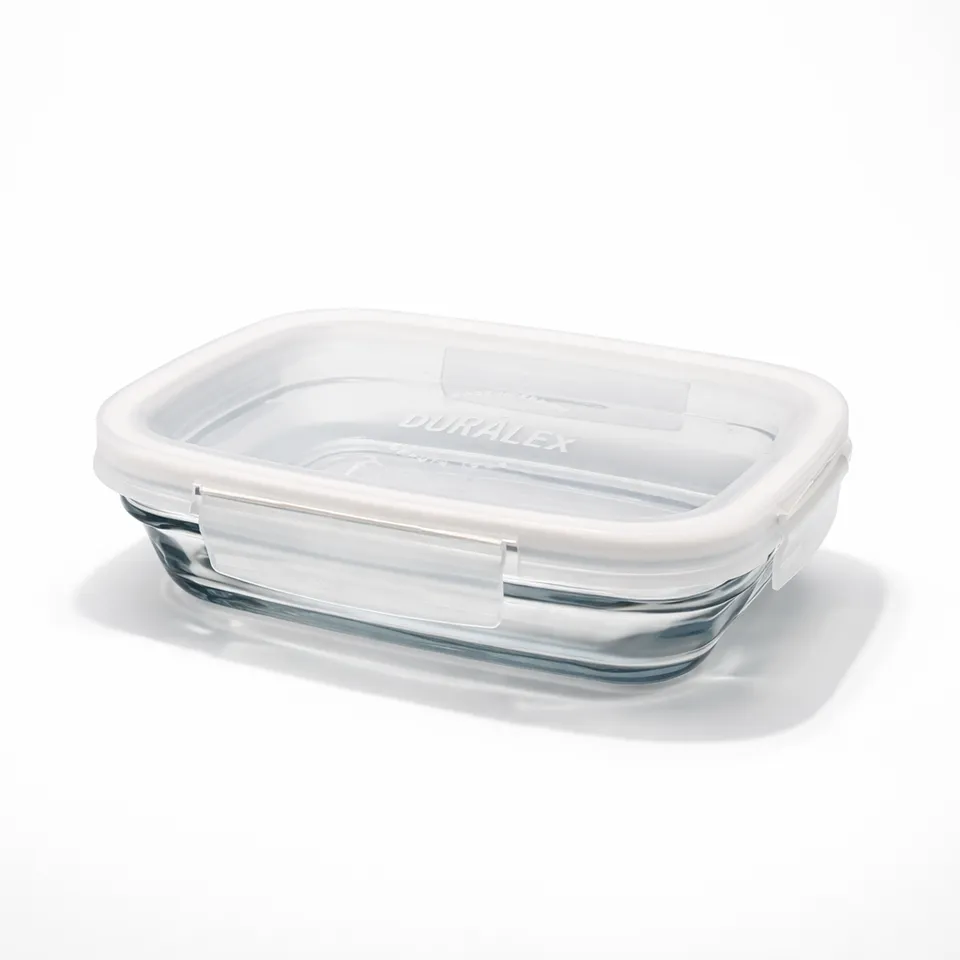 Duralex Freshbox dóza s klip víkem 0,8 l bílá skleněná