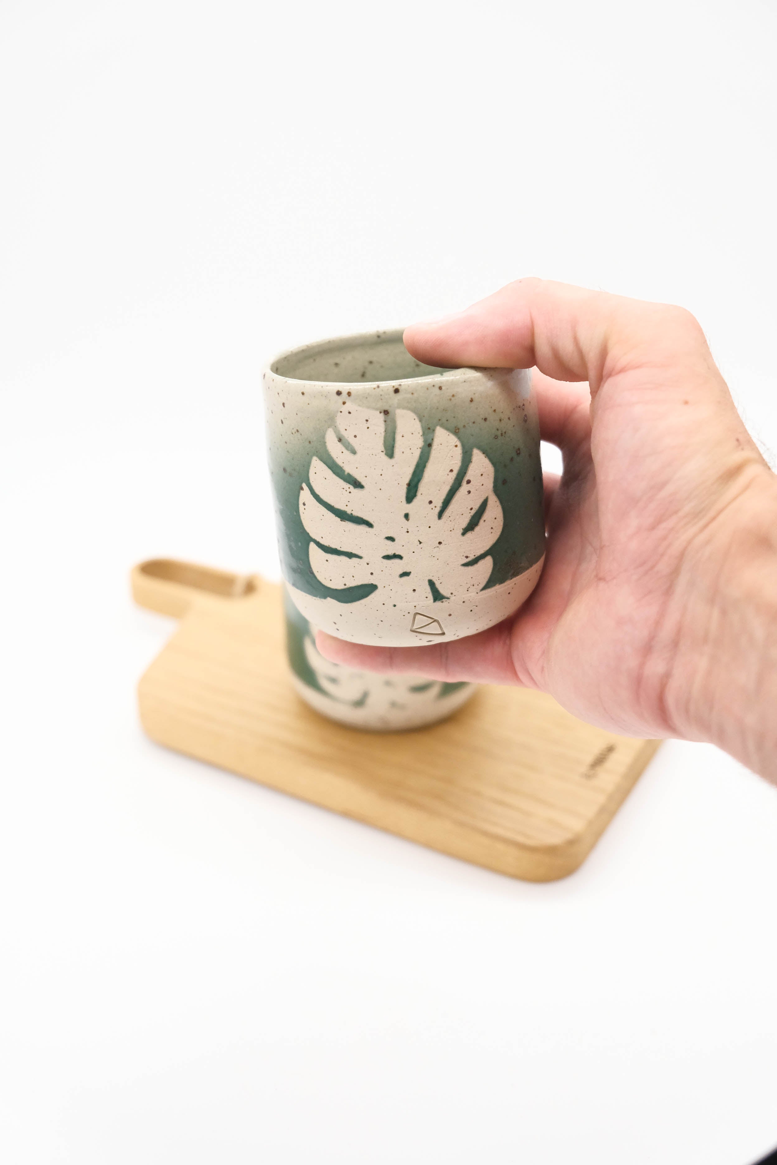 VKUSE Monstera kalíšek L zelený 350 ml keramický