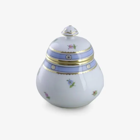 Augarten Schubert cukřenka bílá porcelán s květy