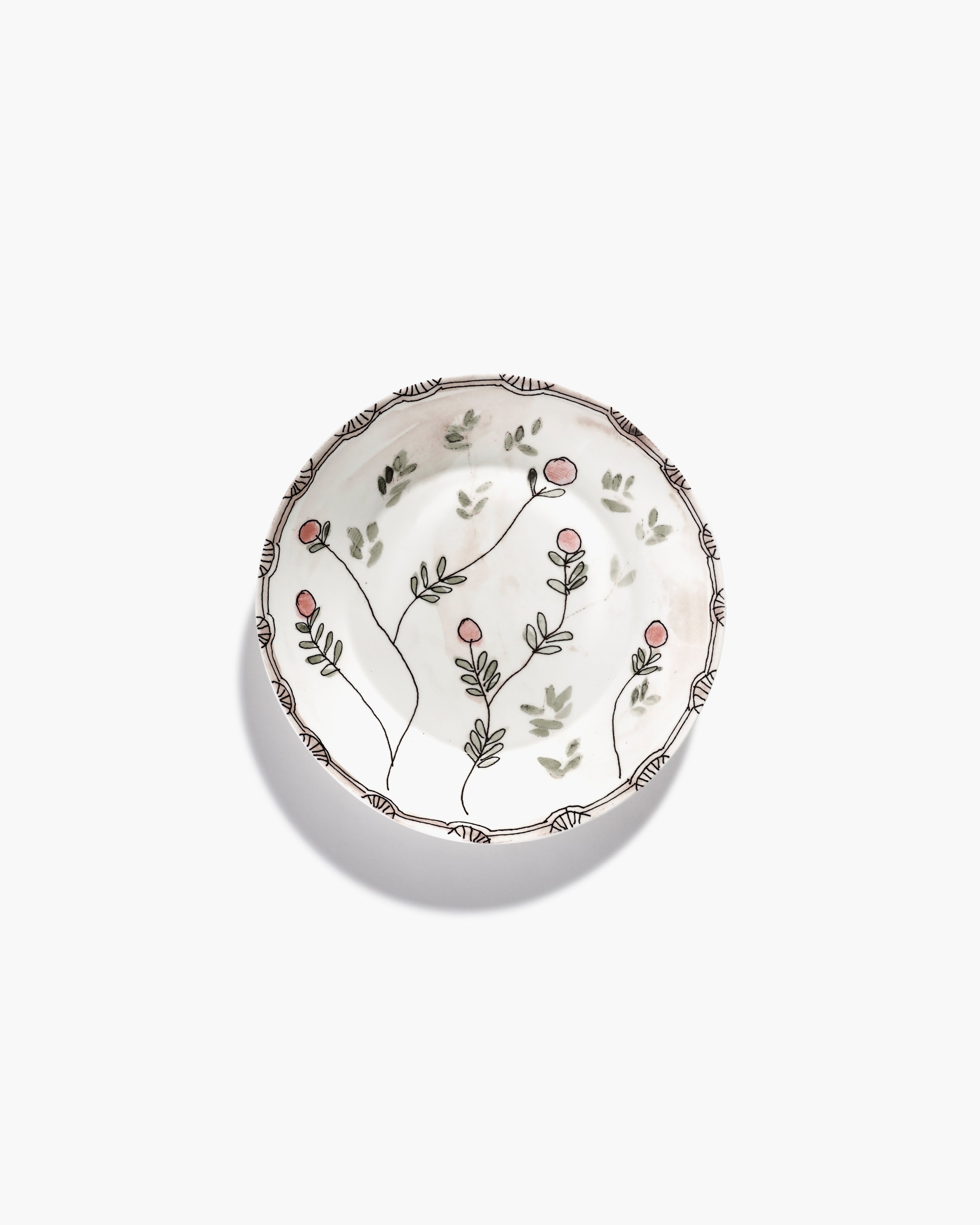 Serax Midnight Flowers hluboký talíř M růžový porcelán