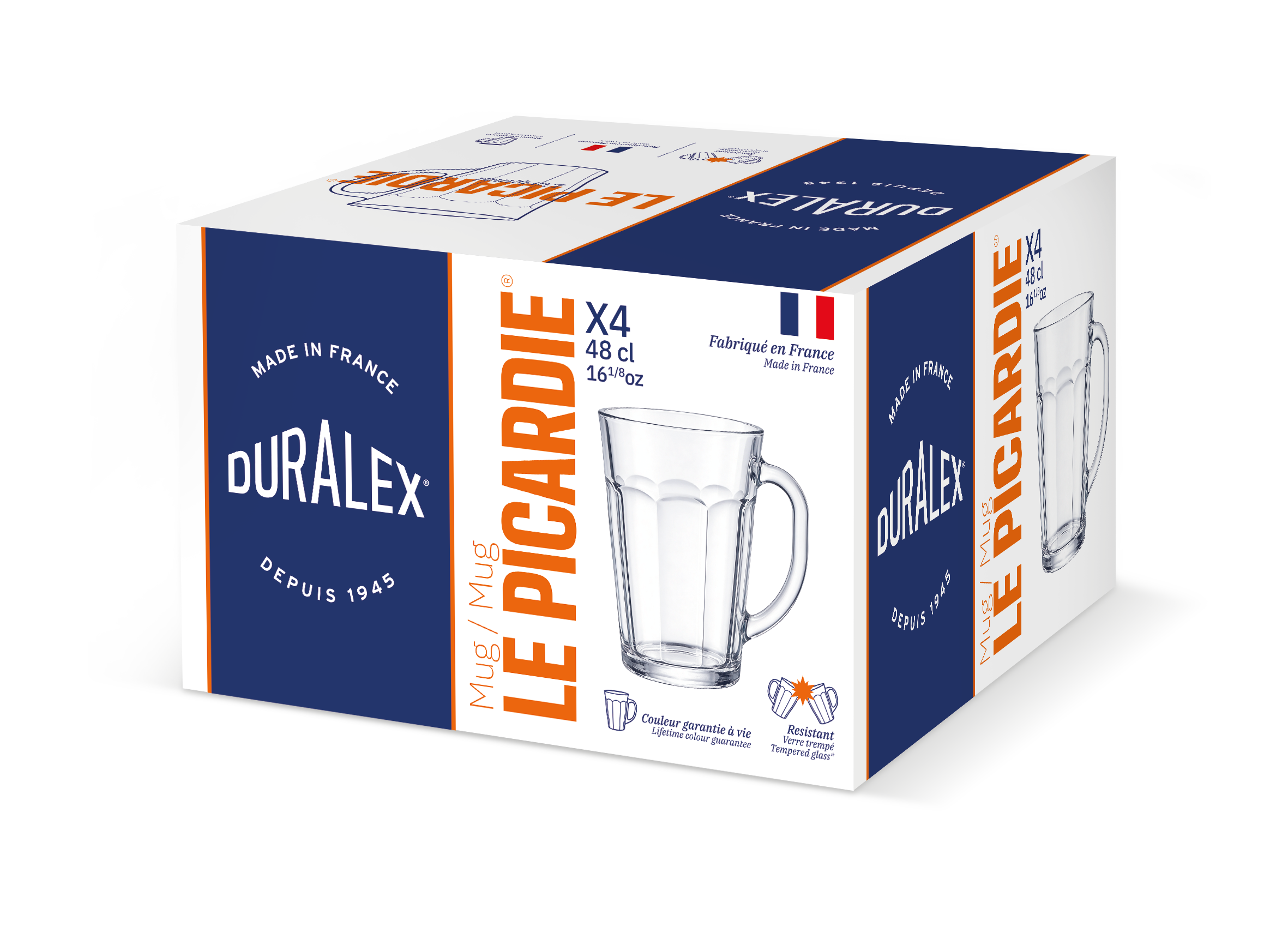 Duralex Picardie hrnek skleněný 48 cl 4 ks čirý
