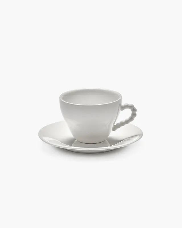 Serax Perle Fine šálek s podšálkem bílý porcelán