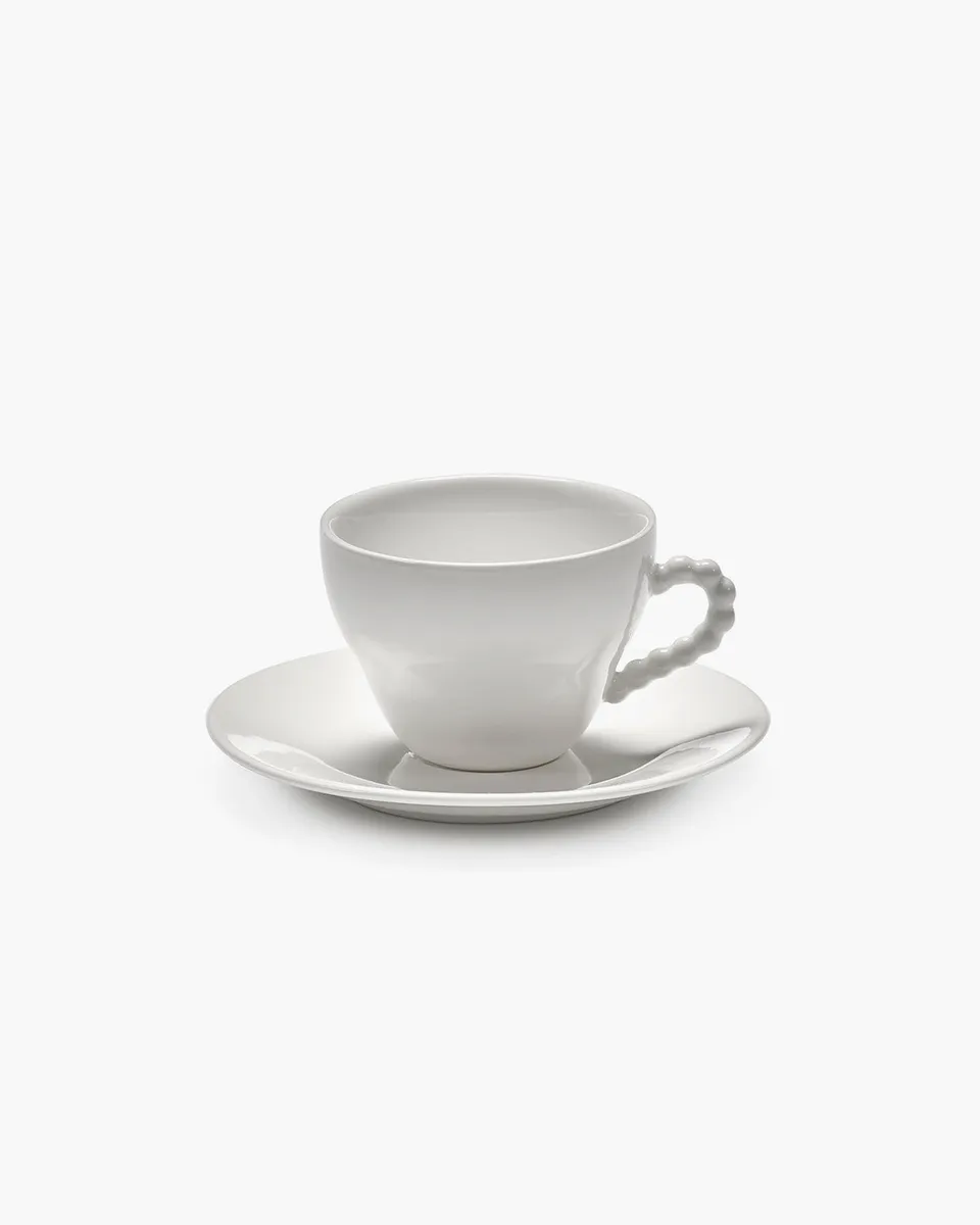 Serax Perle Fine šálek s podšálkem bílý porcelán
