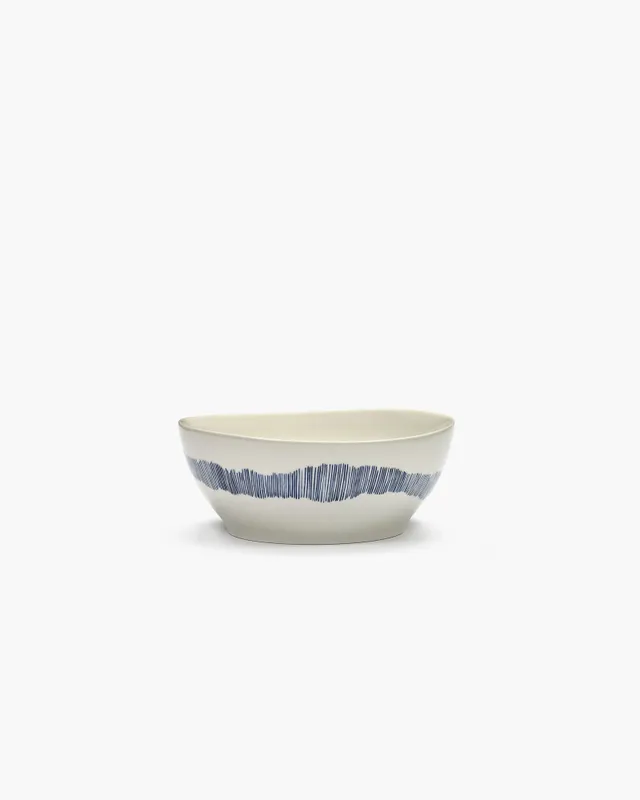 Serax Feast Bowl L mísa bílá modré pruhy kamenina