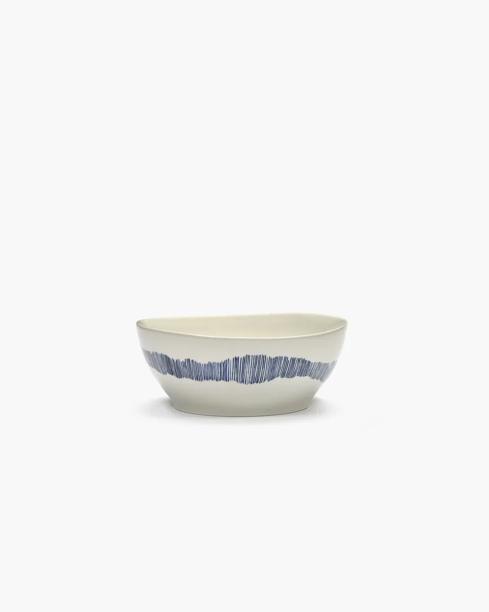 Serax Feast Bowl L mísa bílá modré pruhy kamenina
