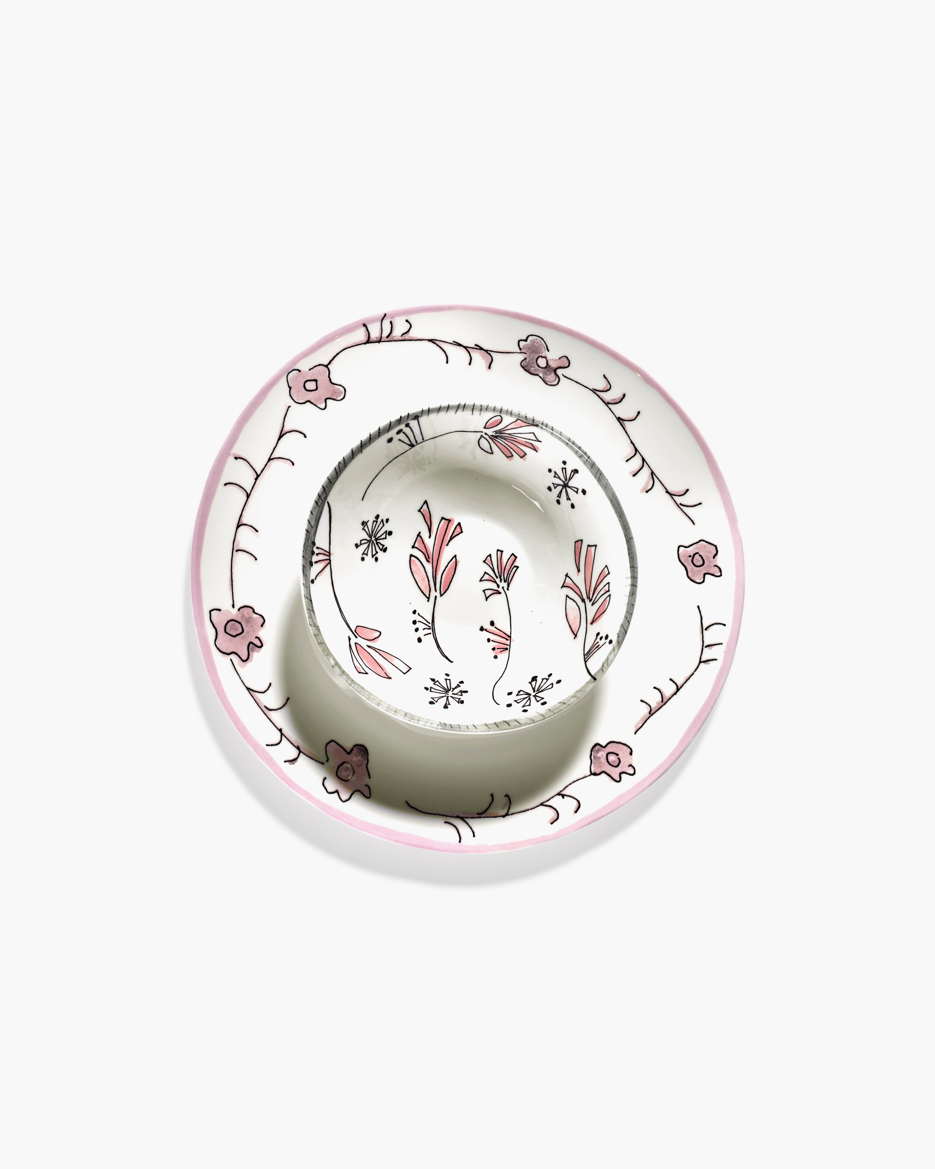Serax Midnight Flowers Fiore rosa miska nízká S růžová porcelán