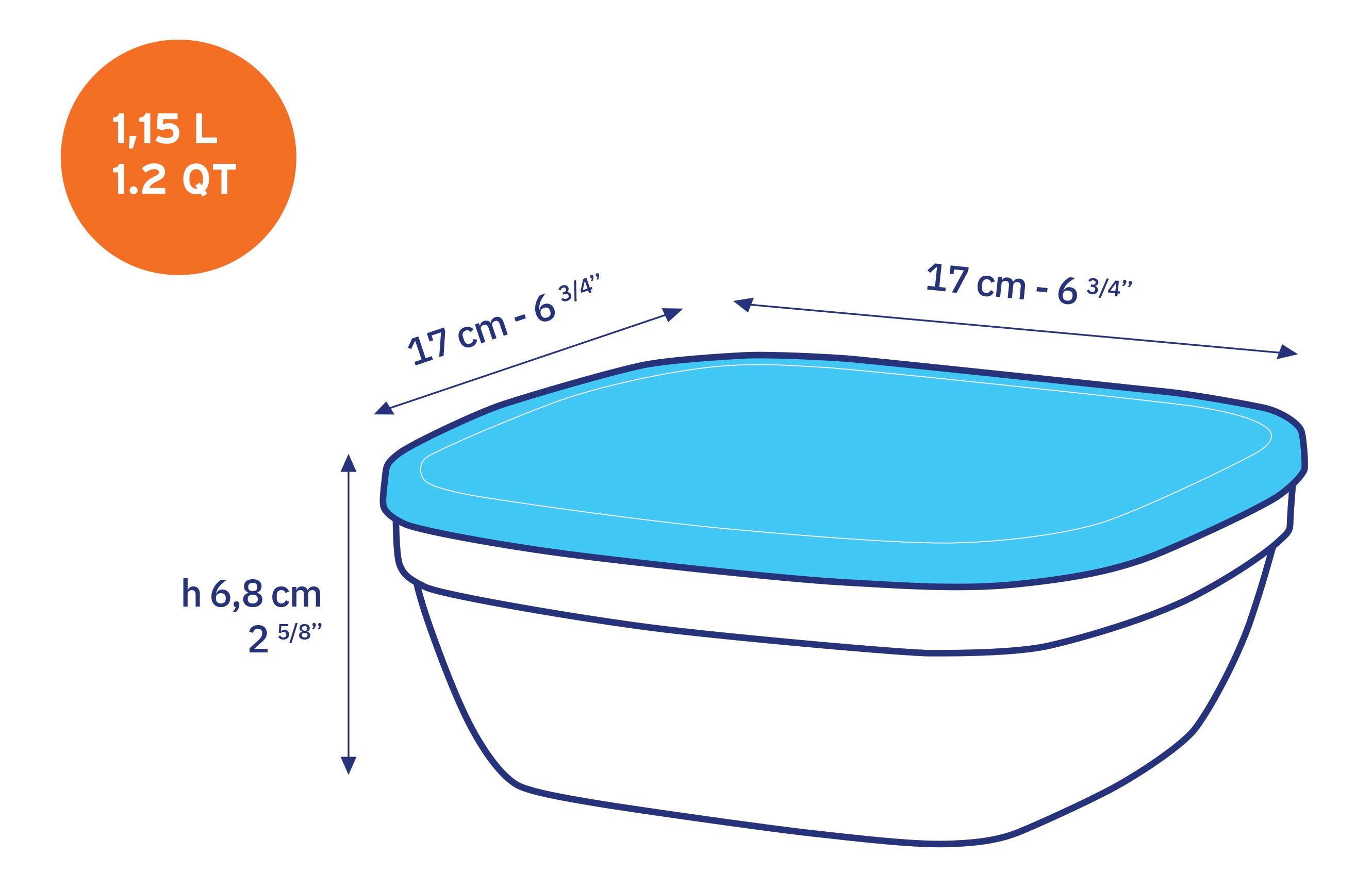 Duralex Freshbox dóza hranatá 1,15 l bílé víko sklo