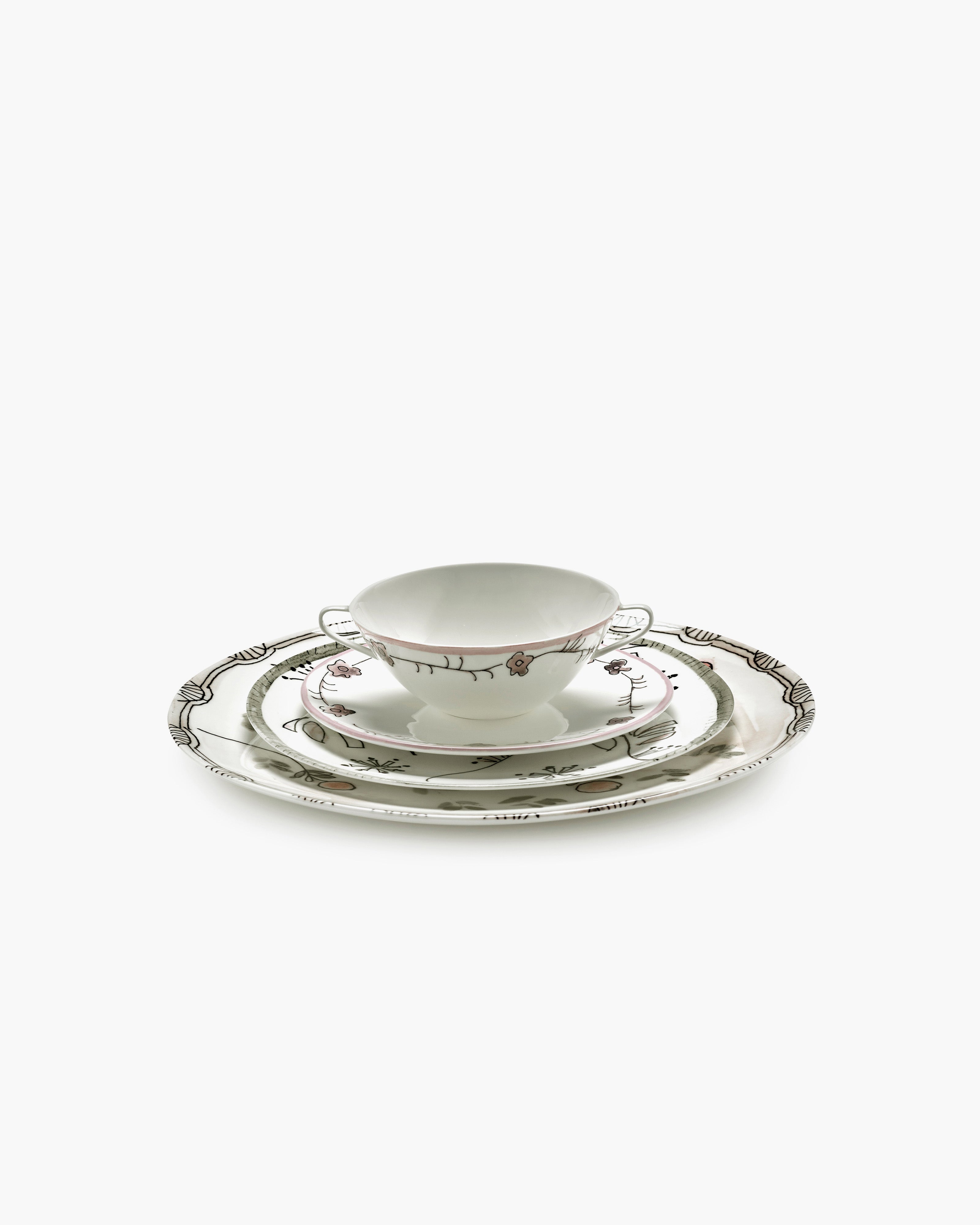 Serax Midnight Flowers talíř S porcelán růžový