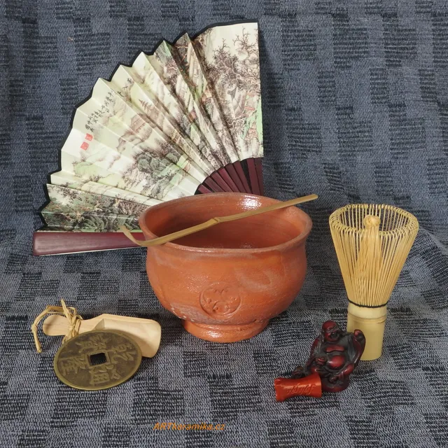 ARTkeramika Akai Raku Chawan 3 miska na čaj