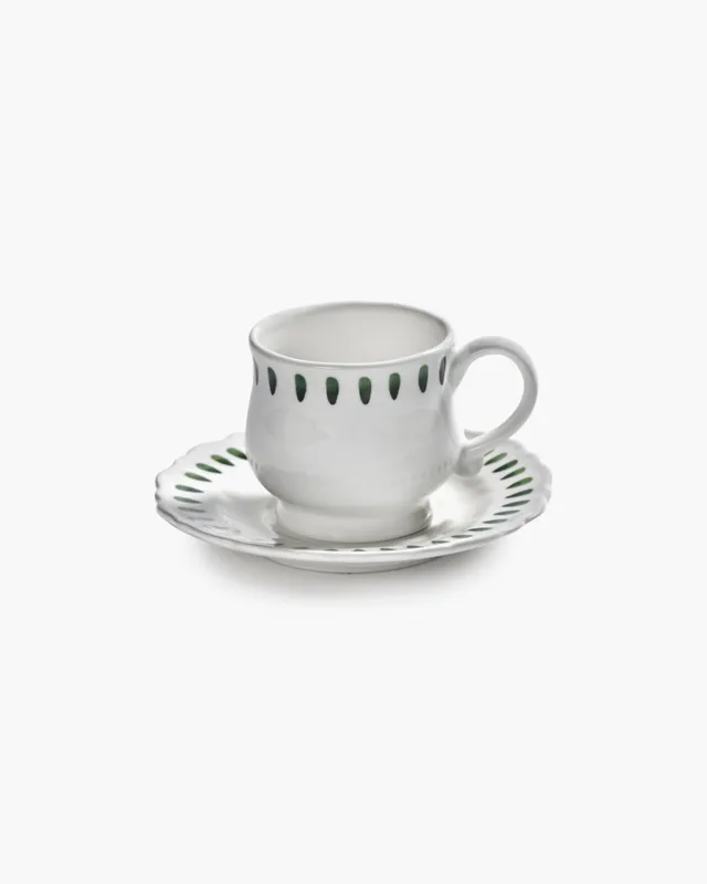 Serax Charly cappuccino šálek s podšálkem zelený kamenina