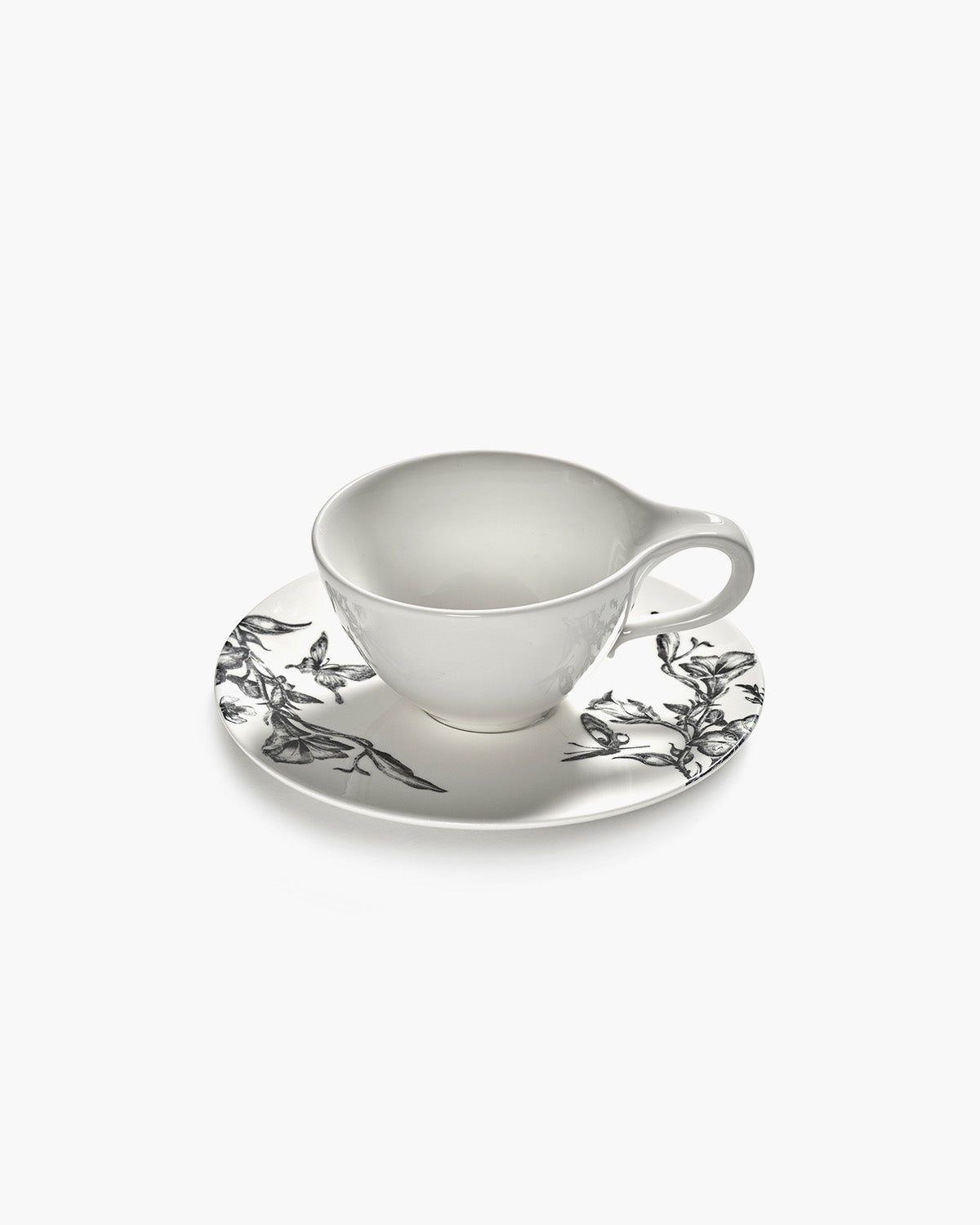 Serax Unity podšálek k šálku bílý černý květ porcelán