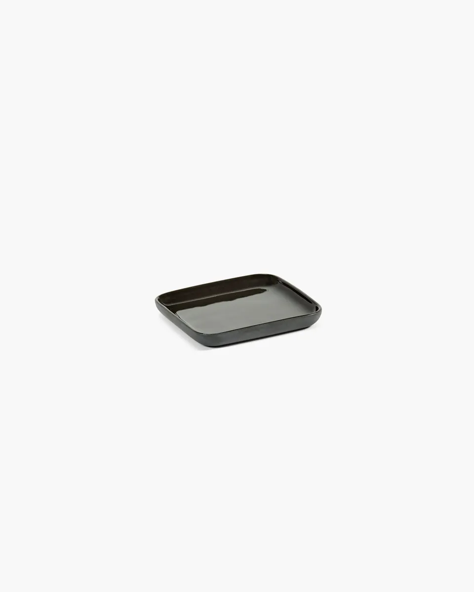 Serax Cose Tray čtvercový podnos tmavě šedý porcelán