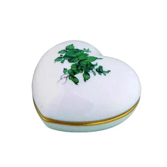 Augarten srdíčková krabička malá zelená porcelán
