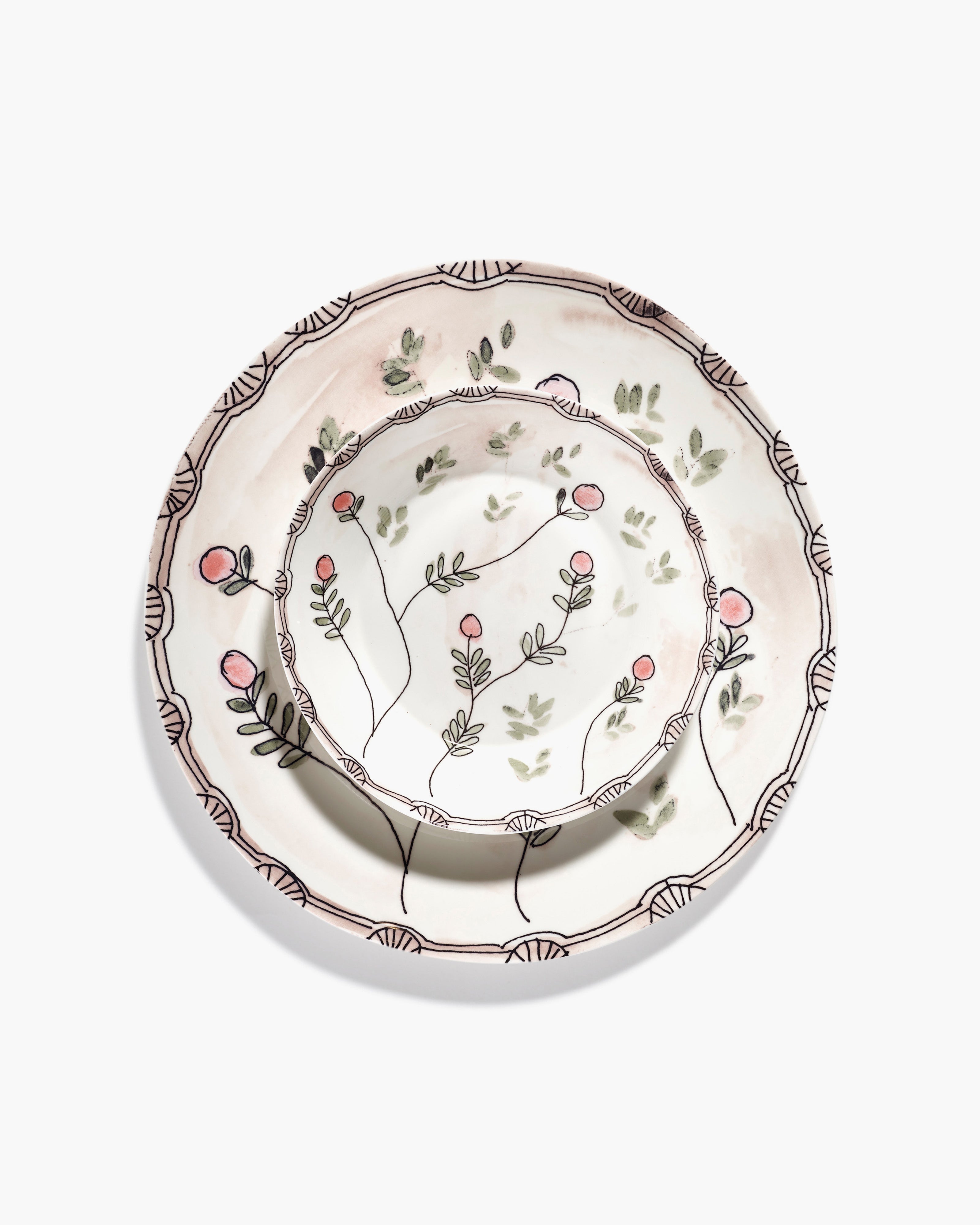 Serax Midnight Flowers Mirtillo nude talir L ruzovy porcelan
