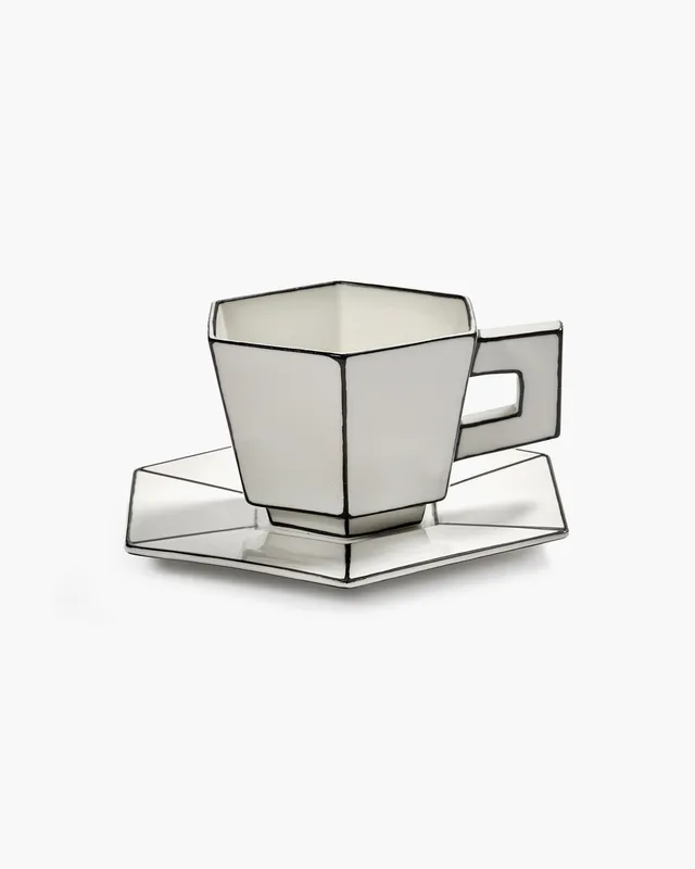 Serax Carte Blanche cappuccino šálek s podšálkem bíločerný