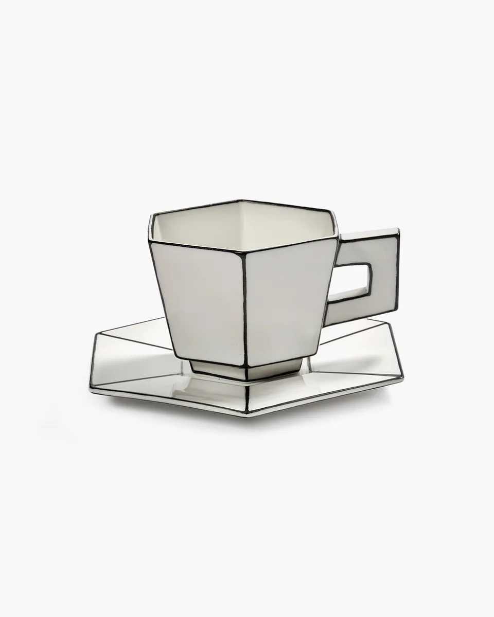 Serax Carte Blanche cappuccino šálek s podšálkem bíločerný
