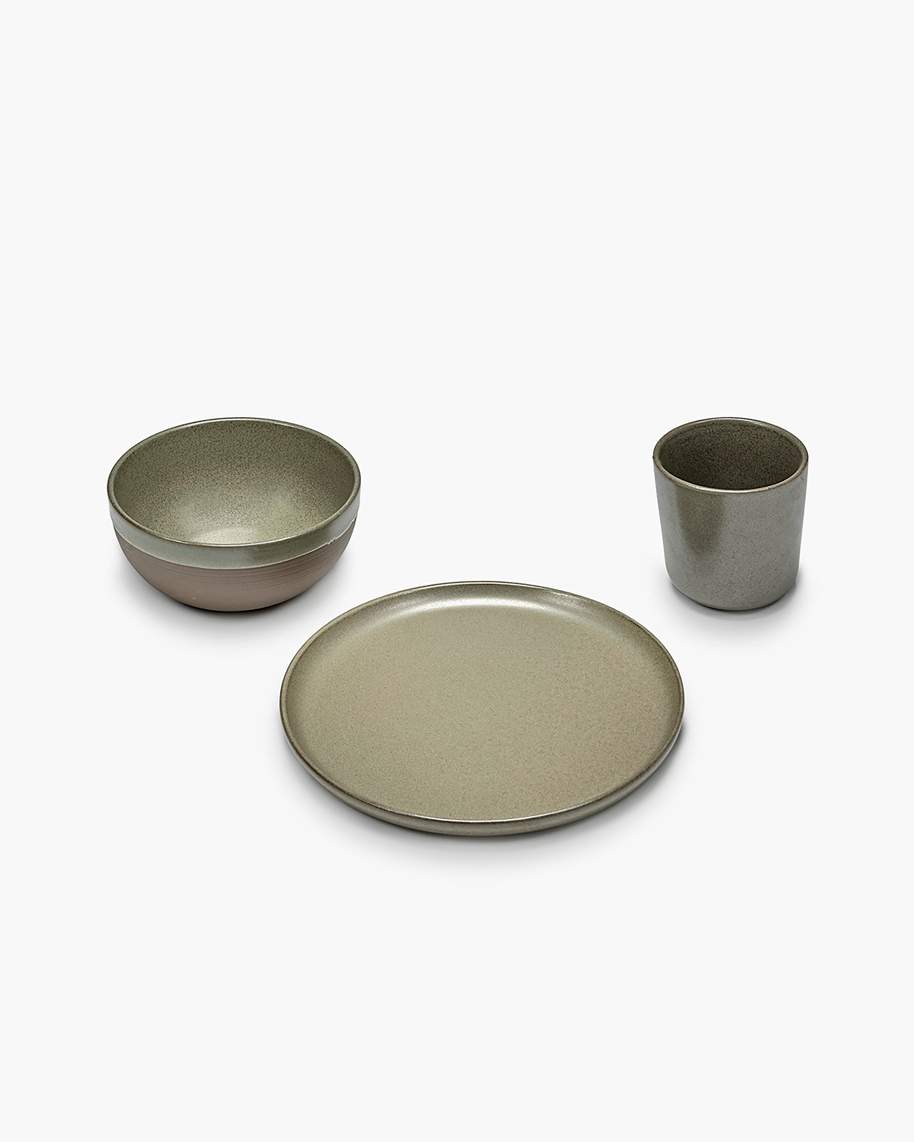 Serax Surface snídaňová sada 12 ks camogreen kamenina