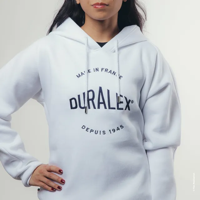 Duralex Le Picardie mikina bílá S modrá výšivka
