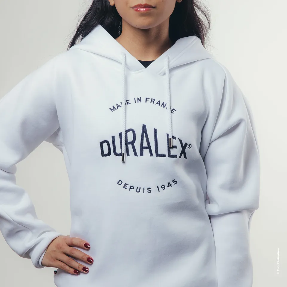 Duralex Le Picardie mikina bílá S modrá výšivka