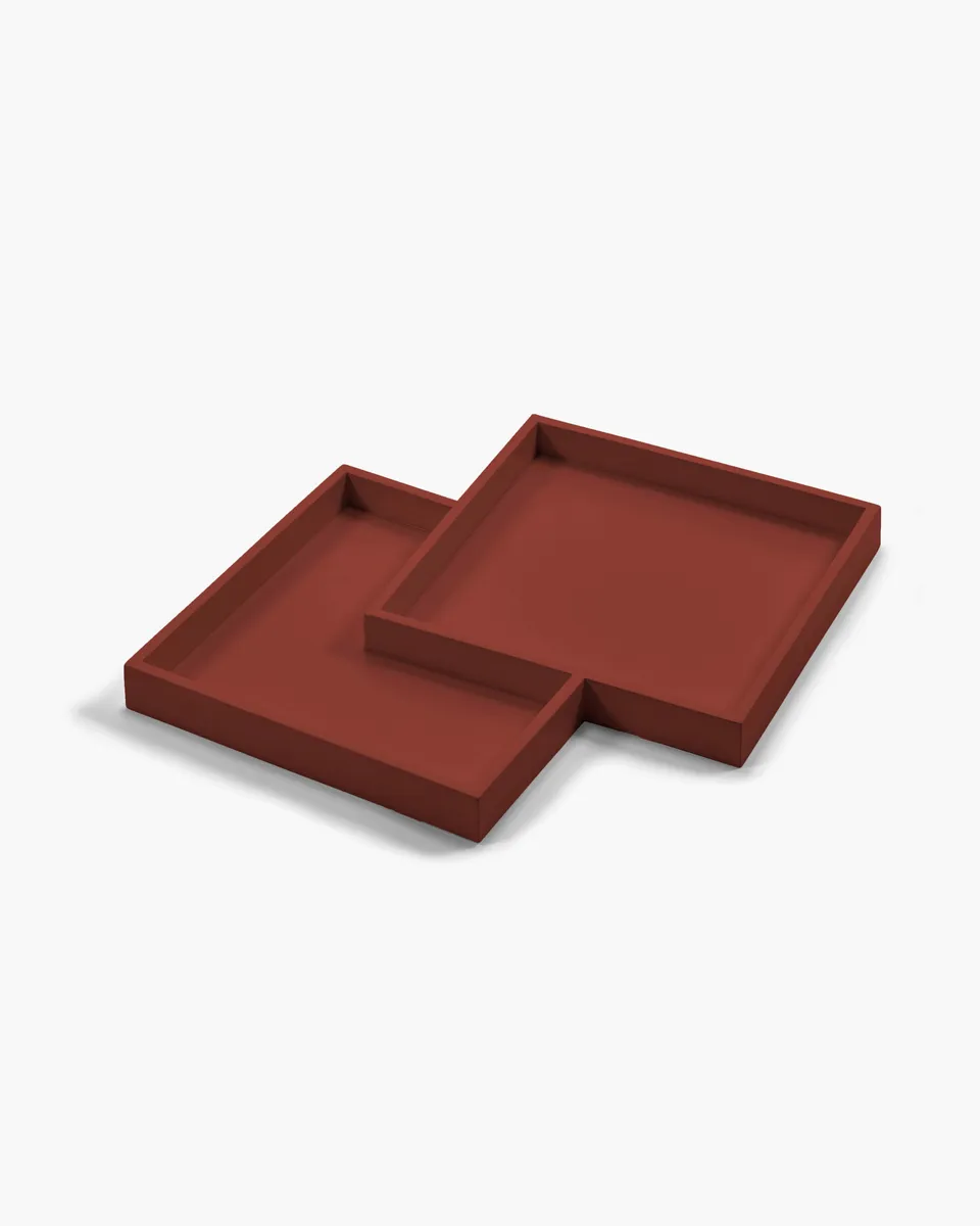 Serax Cubit podnos červený dřevěný Bauhaus