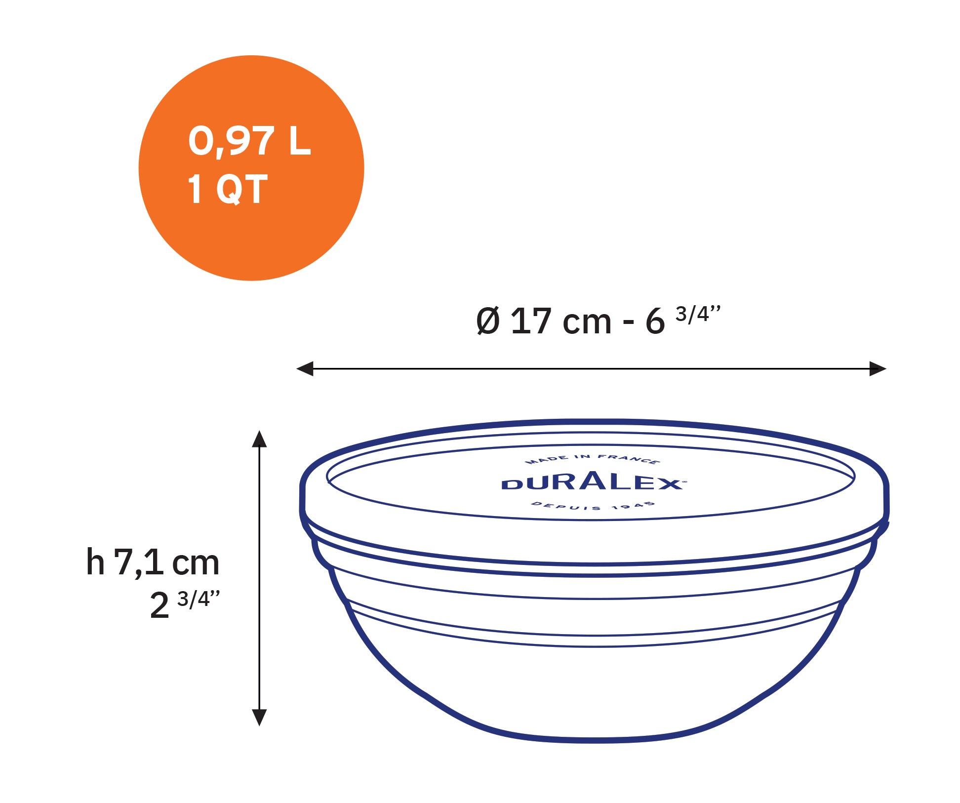 Duralex Freshbox skleněná dóza 970 ml s modrým víkem