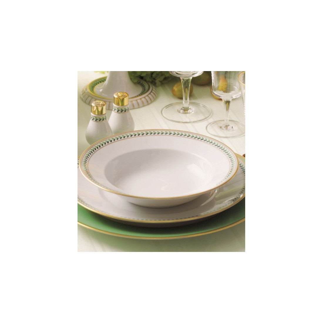Augarten Schubert polévkový talíř 25 cm zelený myrta