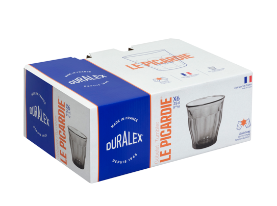 Duralex Picardie sklenice 25 cl sada 6 ks šedá