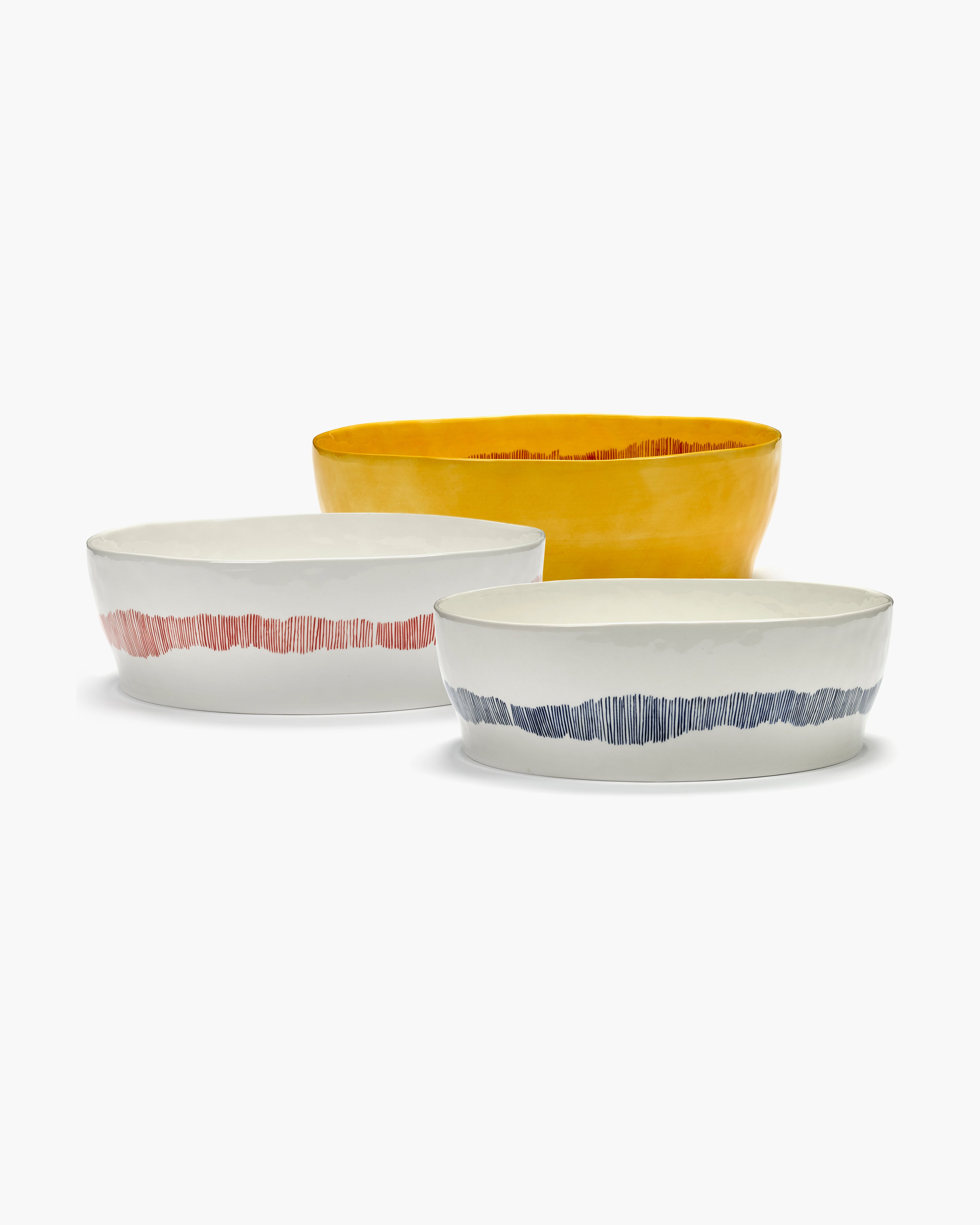 Serax Feast White Swirl salátová mísa červené pruhy