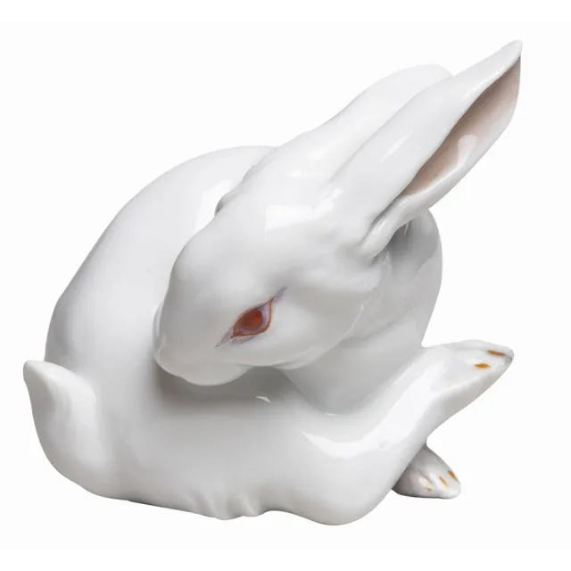 Augarten Hare in rotation porcelánová figurka růžová