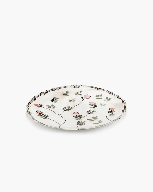 Serax Midnight Flowers talíř S porcelán růžový