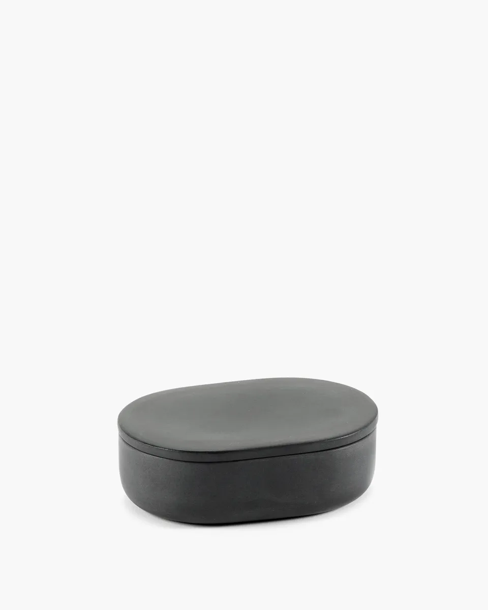 Serax Cose Oval S porcelánová dóza s víkem šedá