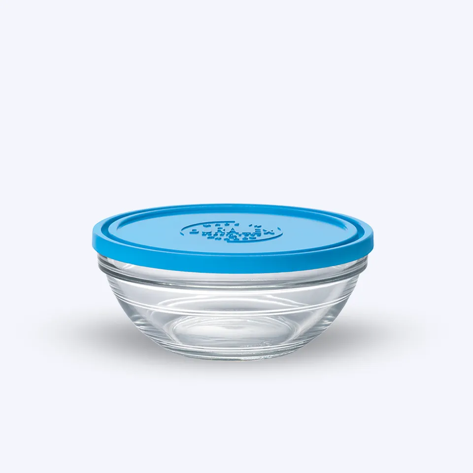 Duralex Freshbox skleněná dóza 970 ml s modrým víkem