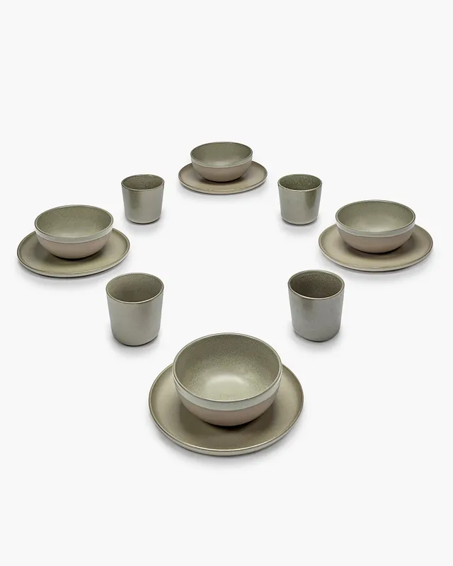 Serax Surface snídaňová sada 12 ks camogreen kamenina
