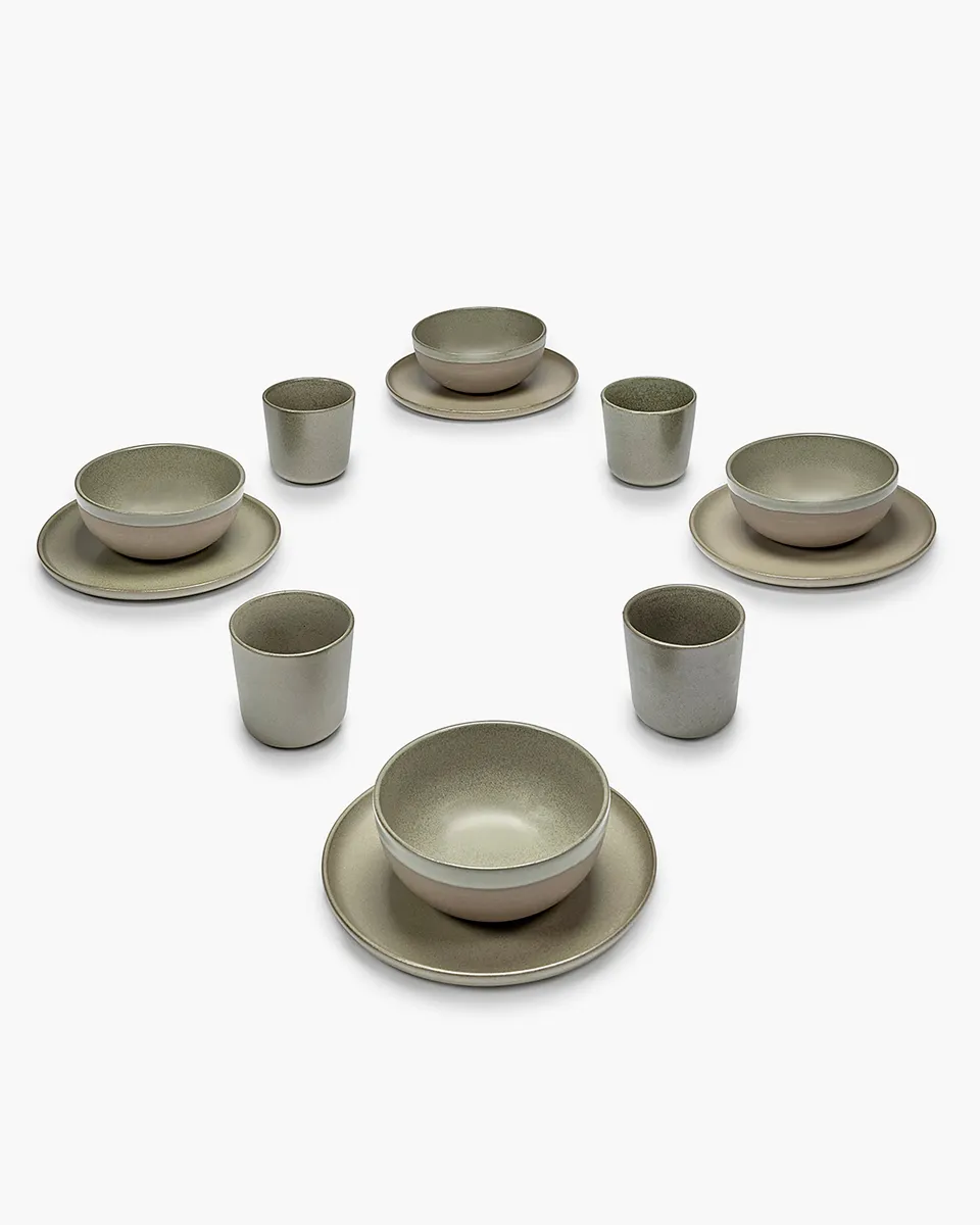 Serax Surface snídaňová sada 12 ks camogreen kamenina