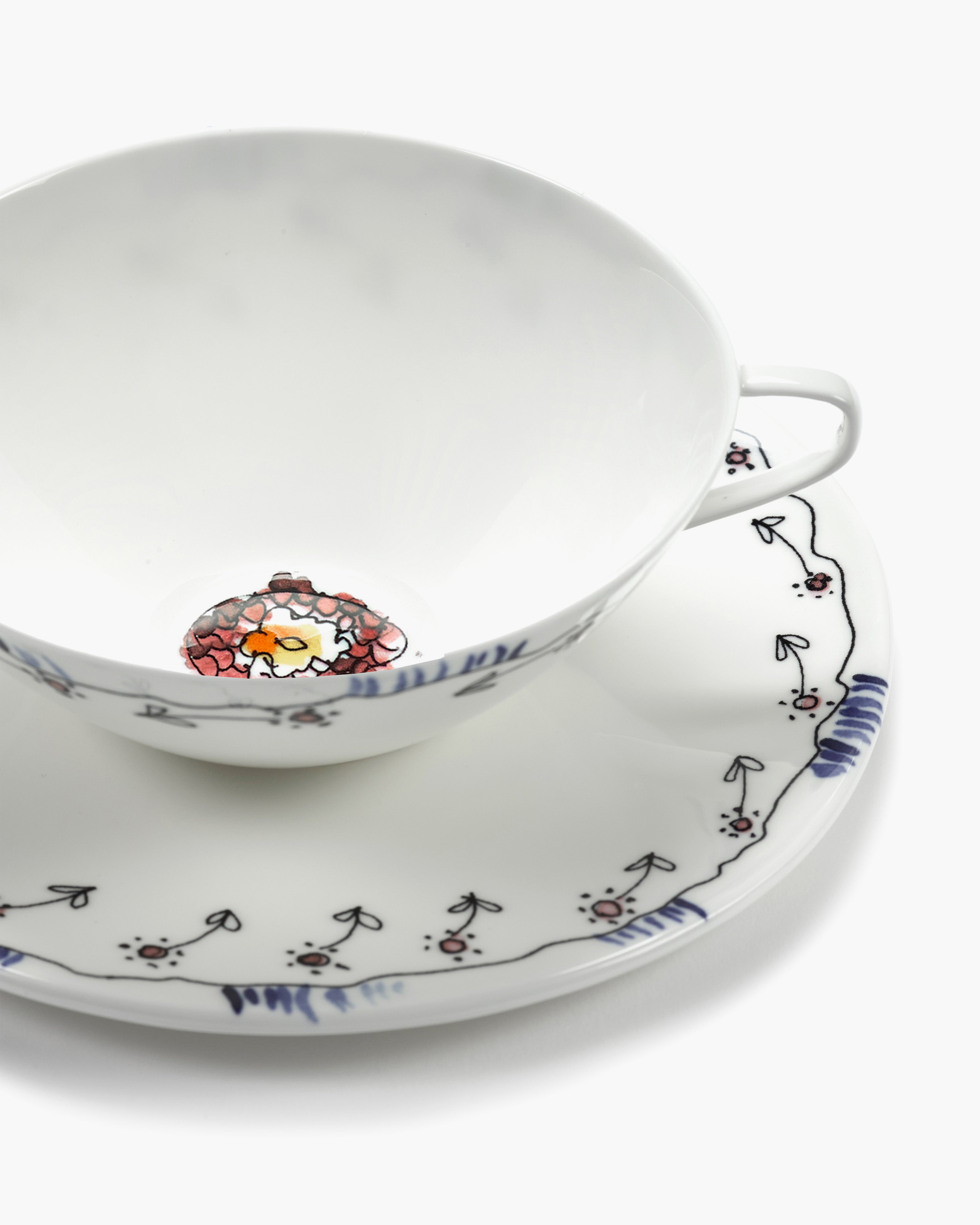 Serax Midnight Flowers Anemone Milk šálek s podšálkem porcelánový