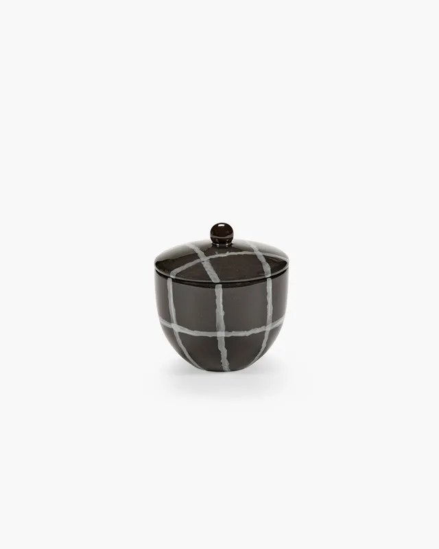 Serax Zuma cukřenka porcelánová šedá Bauhaus vzor