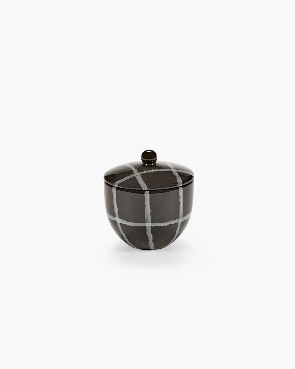 Serax Zuma cukřenka porcelánová šedá Bauhaus vzor