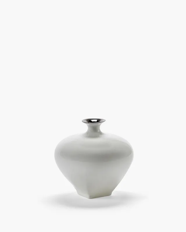Serax Josephine Vase 01 white - silver váza bílá hranatá