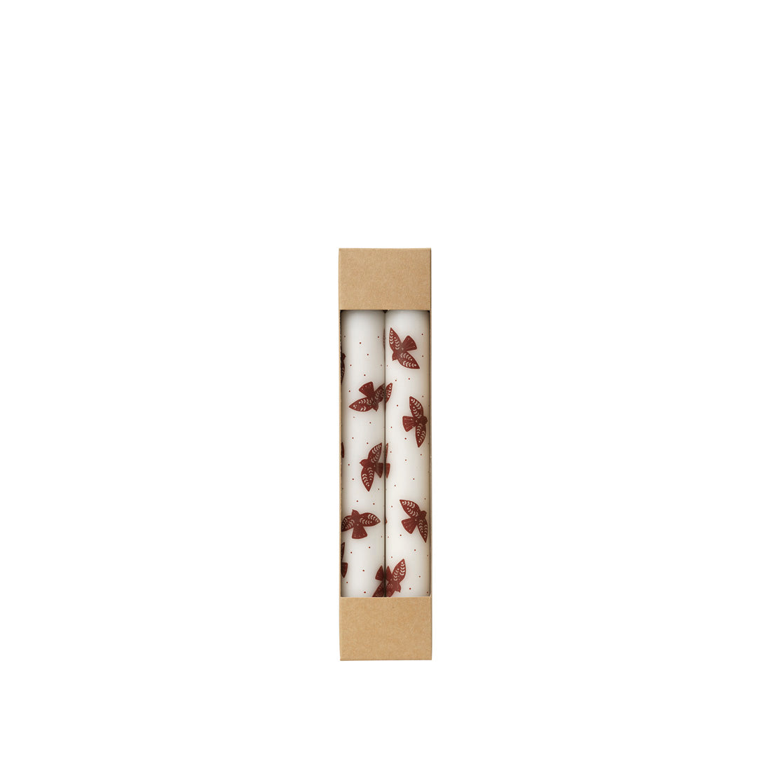 Broste Copenhagen Saga Taper Candle with Print Bird svíce vánoční