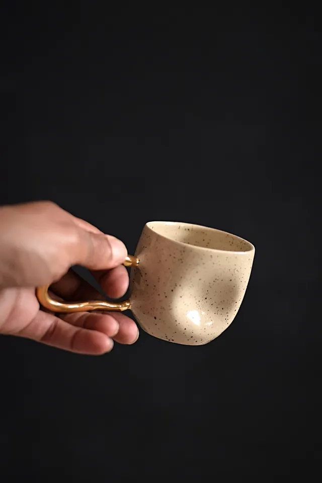 Terra Ceramics Ziggy šálek espresso 80 ml béžový zlato