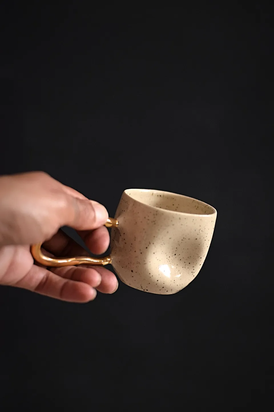 Terra Ceramics Ziggy šálek espresso 80 ml béžový zlato