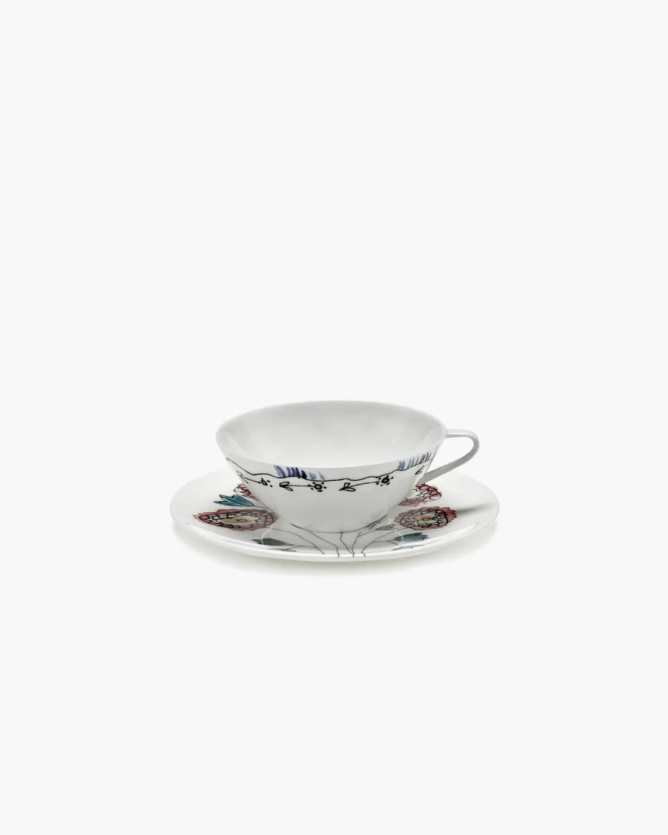 Serax Midnight Flowers šálek s podšálkem Anemone porcelán