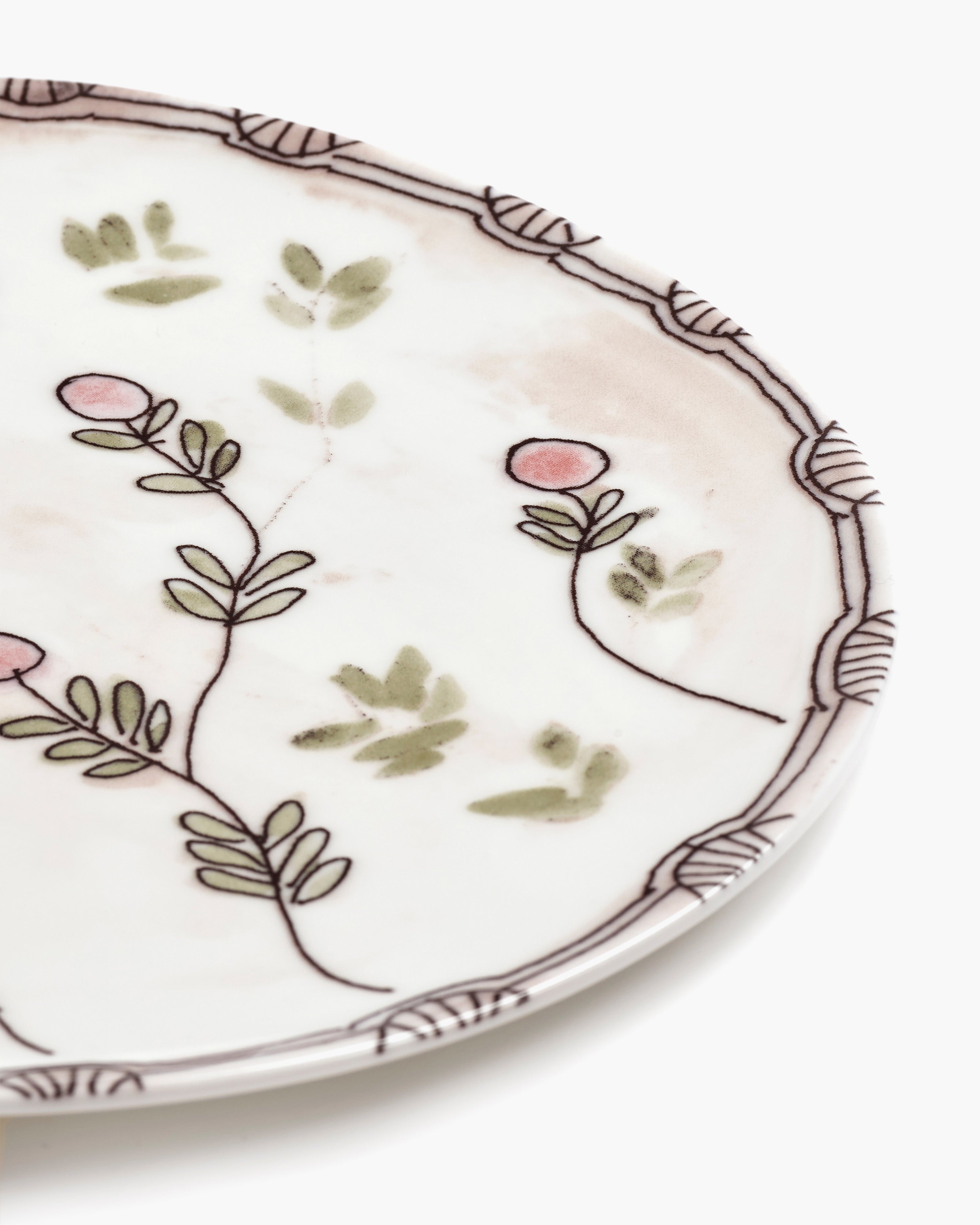 Serax Midnight Flowers Mirtillo nude talir L ruzovy porcelan