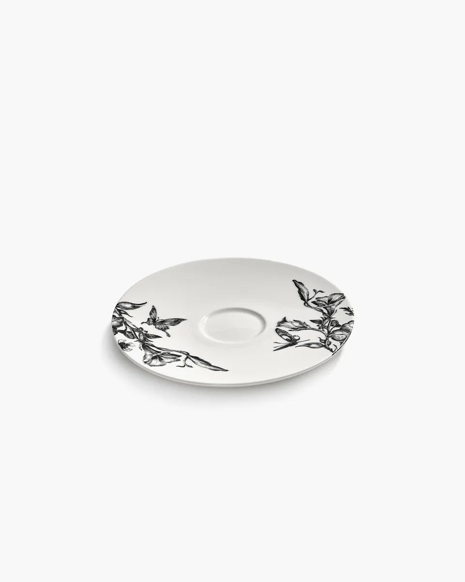 Serax Unity podšálek k šálku bílý černý květ porcelán
