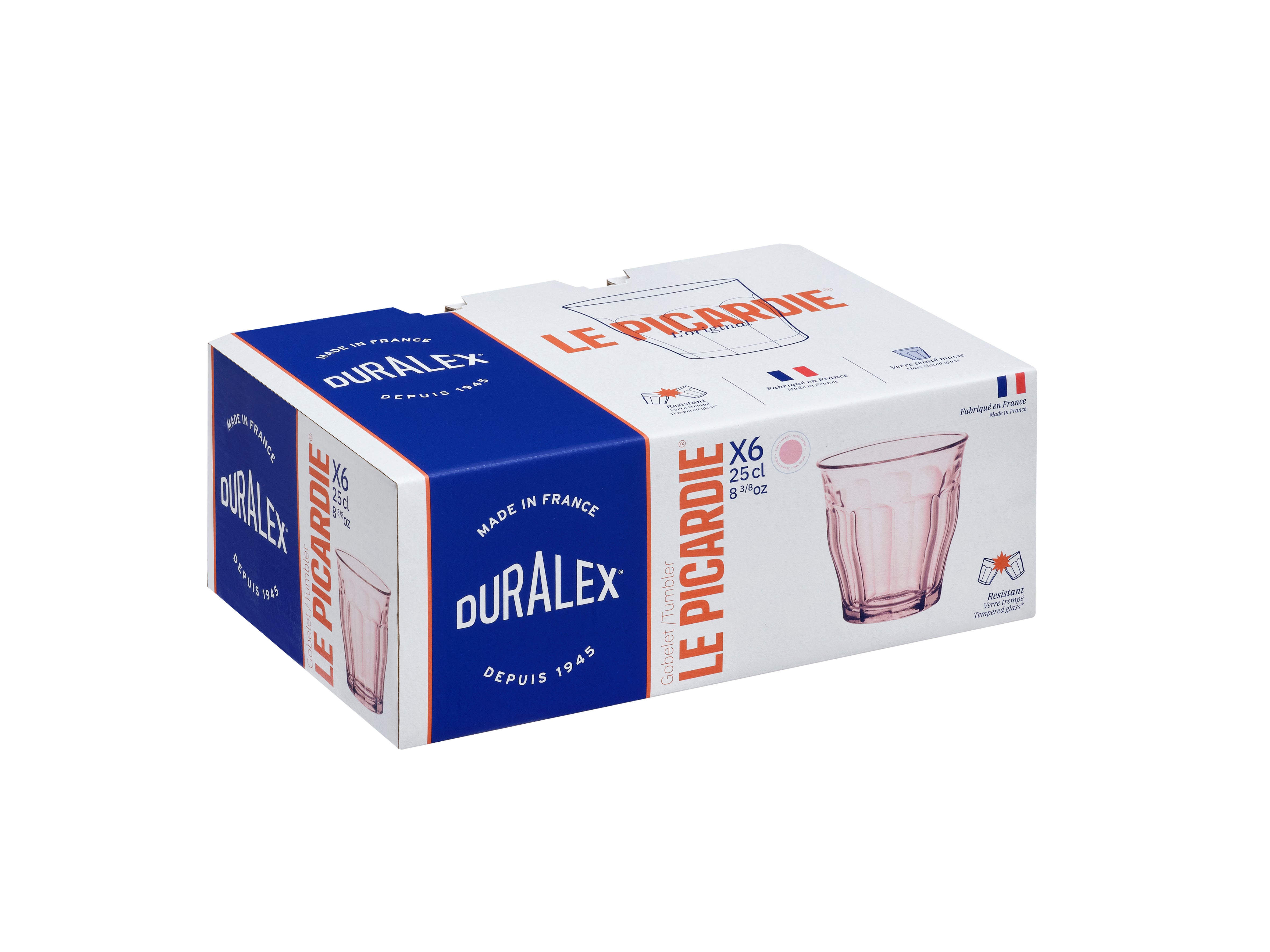 Duralex Le Picardie Rose sklenice 25 cl 6 ks růžová