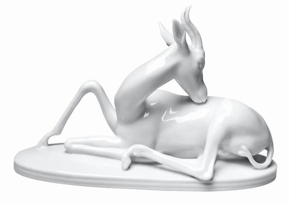 Augarten Gazela ležící porcelánová figurka bílá