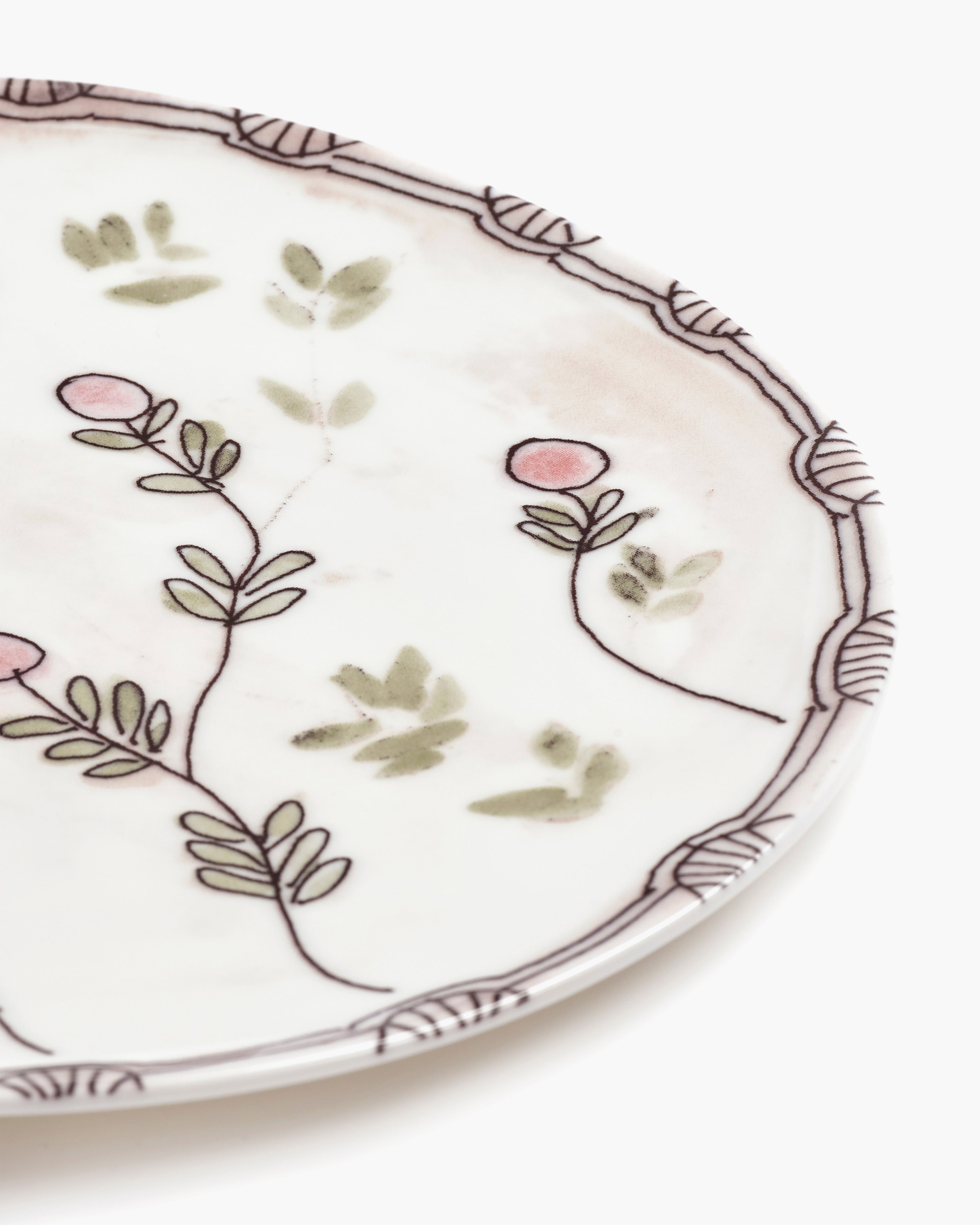 Serax Midnight Flowers talíř S porcelán růžový