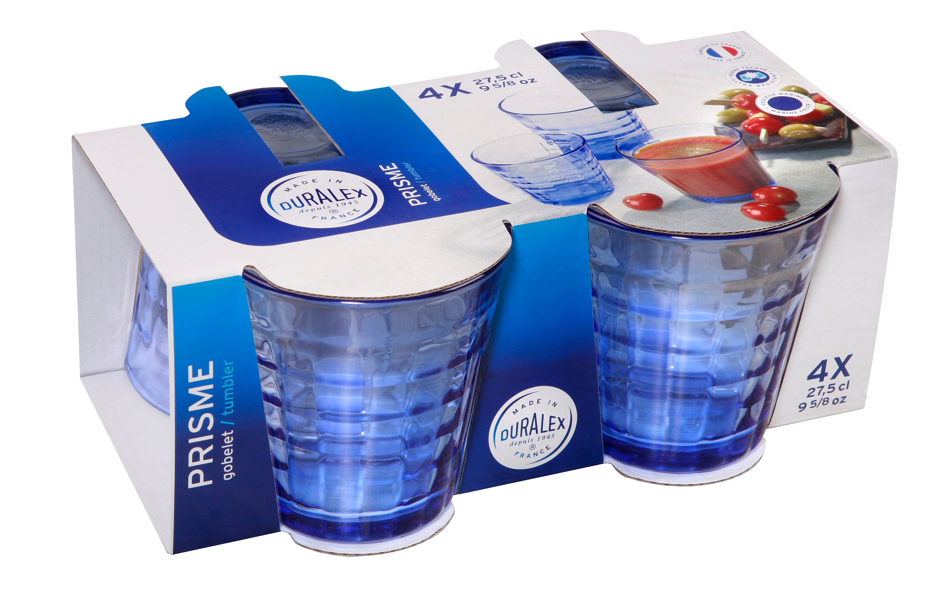 Duralex Prisme sklenice modrá Marine 27,5 cl 4 ks